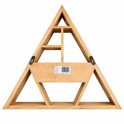 Dreieckiges magisches Wandregal mit Schublade - handgefertigtes Mangoholz, Mondphasen-Design, 53x53x9 cm