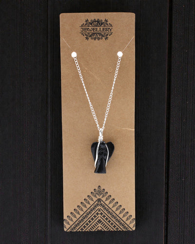 Wächter der Nacht – Schutzengel-Anhänger aus schwarzem Achat