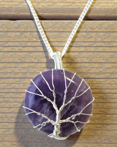 Lebensbaum-Edelstein-Halskette – Amethyst