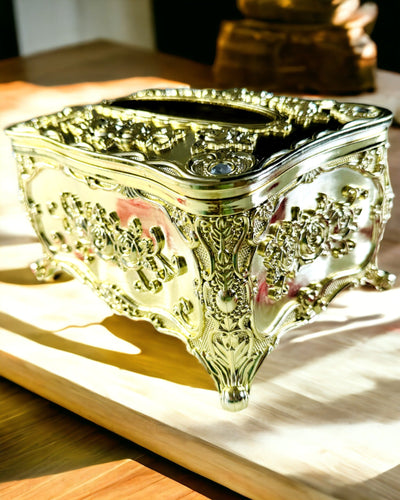 Elegante Taschentuchbox mit geprägten Blumen - Serviettenbehälter