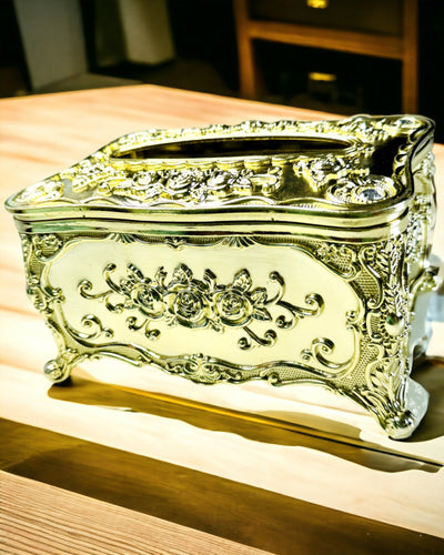 Elegante Taschentuchbox mit geprägten Blumen - Serviettenbehälter