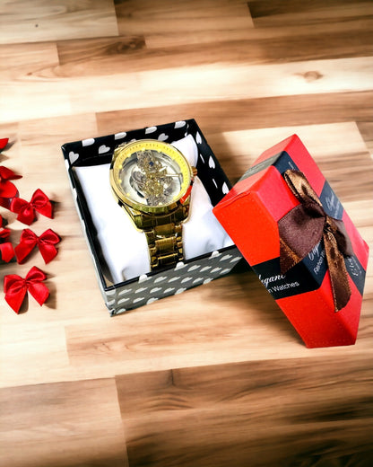 Herren-Sportuhr mit beidseitigem, transparentem Quarzwerk und Aluminiumarmband – Ideal als Geschenk. Personalisierung mit Gravur