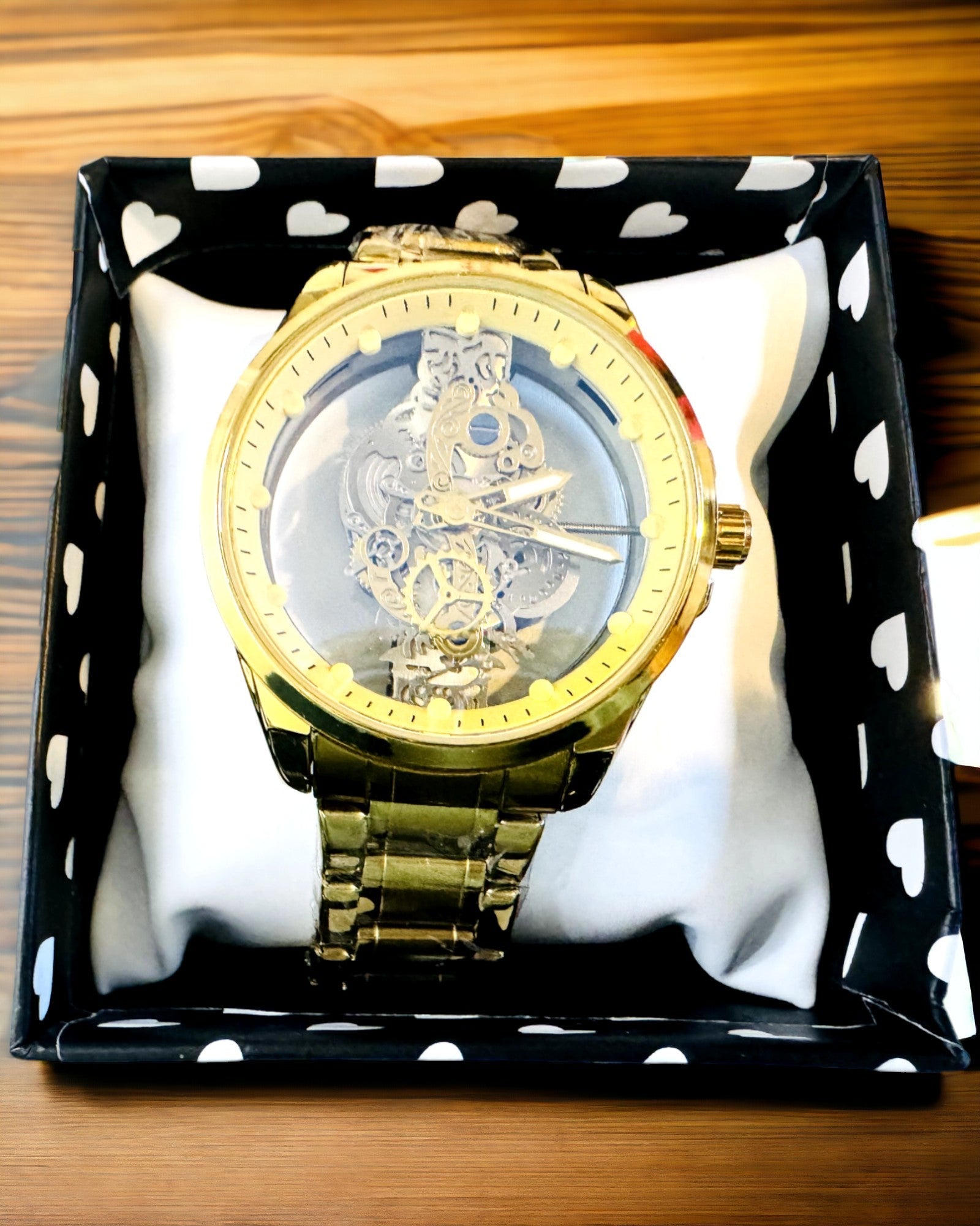 Herren-Sportuhr mit beidseitigem, transparentem Quarzwerk und Aluminiumarmband – Ideal als Geschenk. Personalisierung mit Gravur