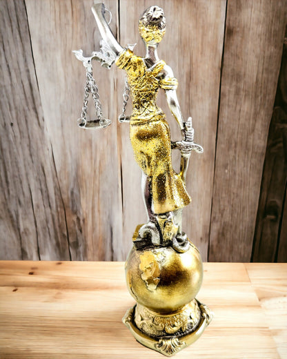 Statuette der Göttin der Gerechtigkeit – Künstlerische Dekoration für das Regal, Kunsthandwerk aus Harz, Personalisierung mit Gravur