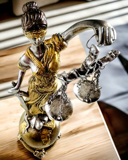 Statuette der Göttin der Gerechtigkeit – Künstlerische Dekoration für das Regal, Kunsthandwerk aus Harz, Personalisierung mit Gravur