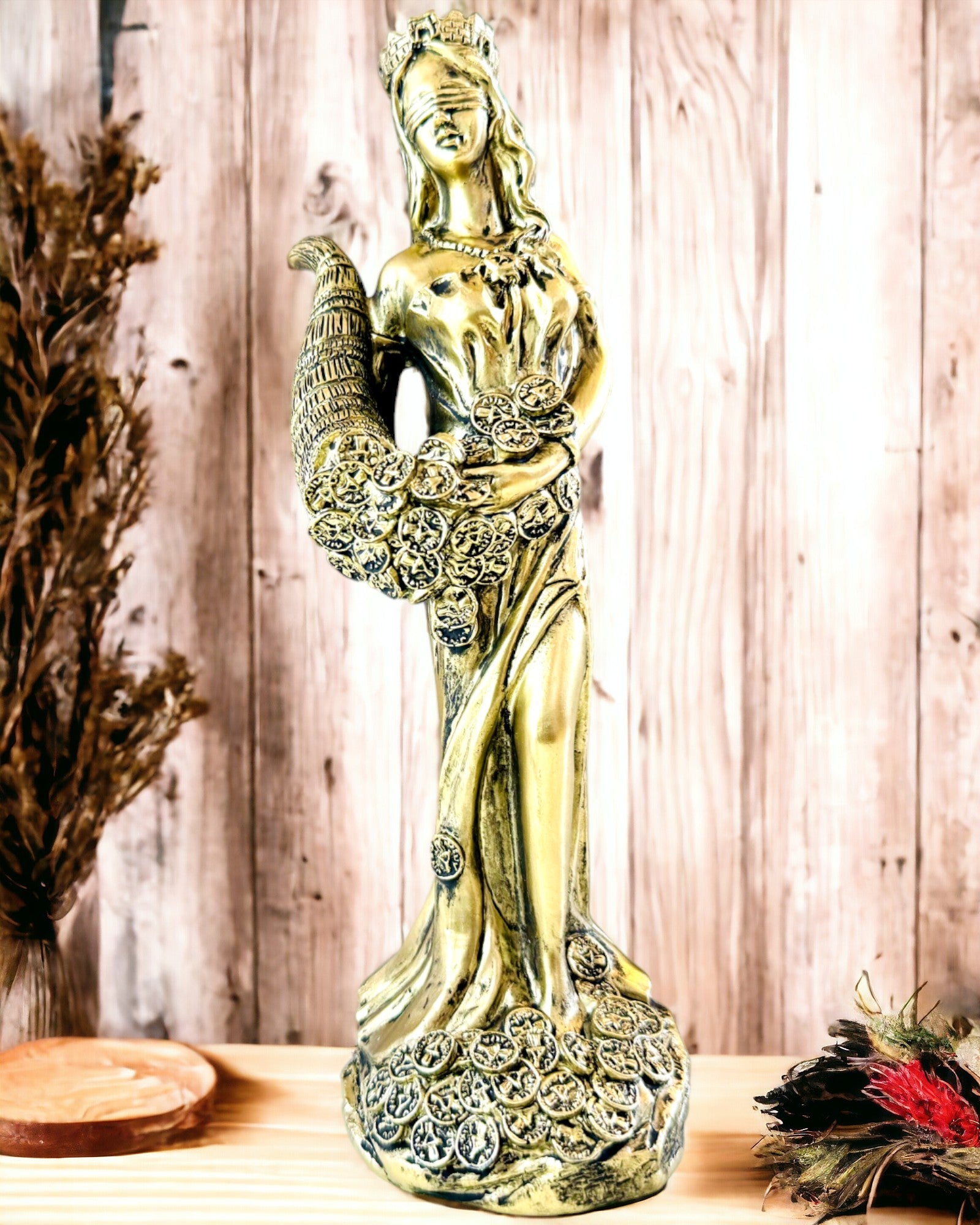 "Statue der Göttin Abundanz" - Dekorative Harzstatue des Glücks für Zuhause und Büro
