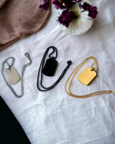 Halskette mit Dog Tag "Drei Schattierungen des Stils" - Erkennungsmarke - Eleganter Anhänger aus Edelstahl mit Gravuroption