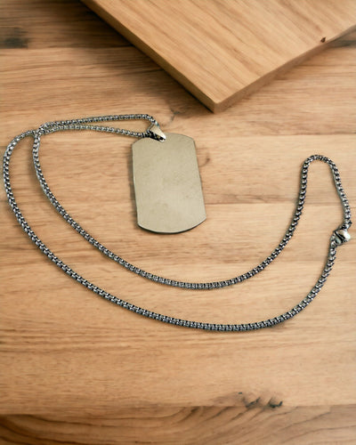 Halskette mit Dog Tag "Drei Schattierungen des Stils" - Erkennungsmarke - Eleganter Anhänger aus Edelstahl mit Gravuroption