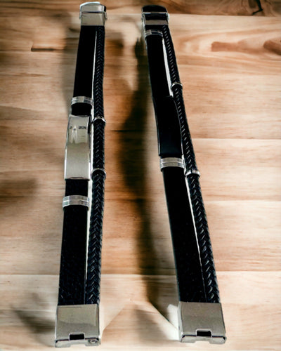 Herrenarmband aus PU-Leder und Edelstahl mit Gravurmöglichkeit – Erhältlich in Zwei Farbvarianten