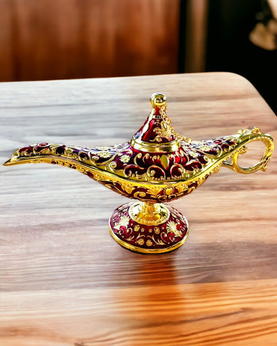 Magische Aladins Lampe mit Gravuroption - Variante Bordeaux, durchzogen mit Gold