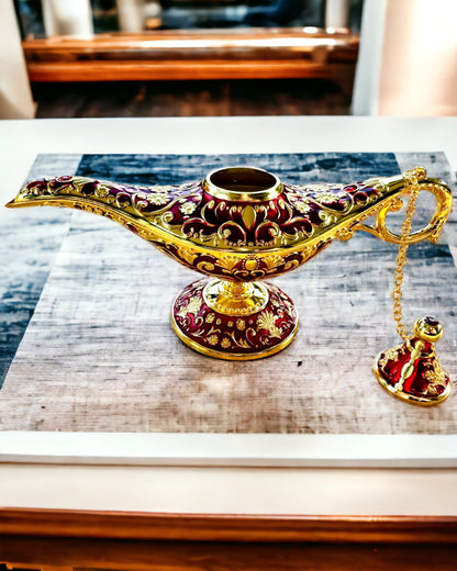 Magische Aladins Lampe mit Gravuroption - Variante Bordeaux, durchzogen mit Gold