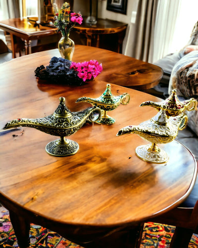 Magische Lampe von Aladdin mit Gravuroption - Variante Dunkelgrün, durchzogen mit Gold