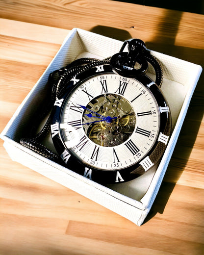 Mechanische Taschenuhr mit sichtbarem Uhrwerk – Personalisierungsoption
