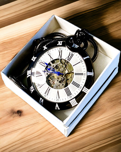 Mechanische Taschenuhr mit sichtbarem Uhrwerk – Personalisierungsoption
