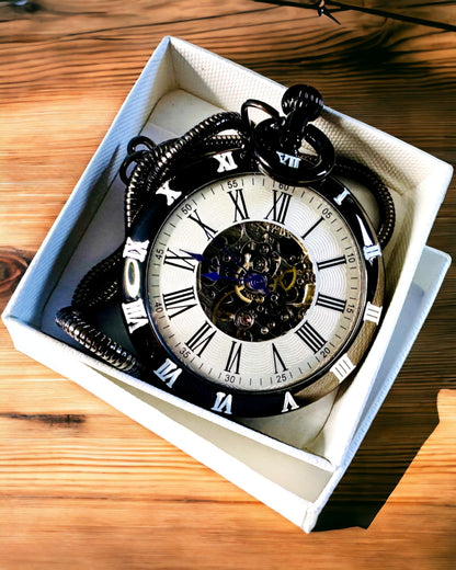 Mechanische Taschenuhr mit sichtbarem Uhrwerk – Personalisierungsoption