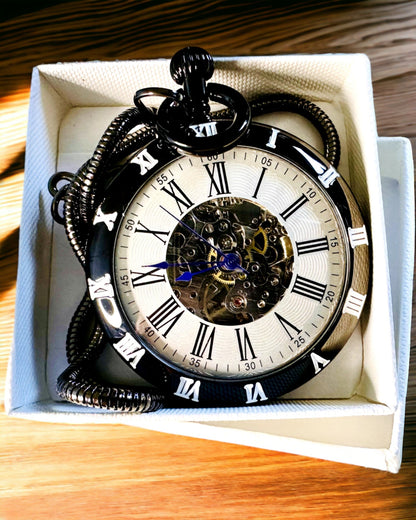 Mechanische Taschenuhr mit sichtbarem Uhrwerk – Personalisierungsoption