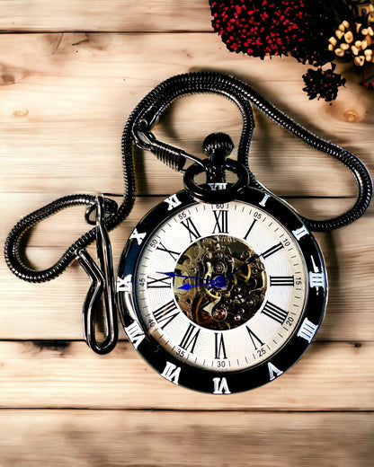Mechanische Taschenuhr mit sichtbarem Uhrwerk – Personalisierungsoption