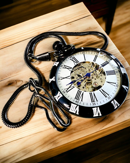 Mechanische Taschenuhr mit sichtbarem Uhrwerk – Personalisierungsoption