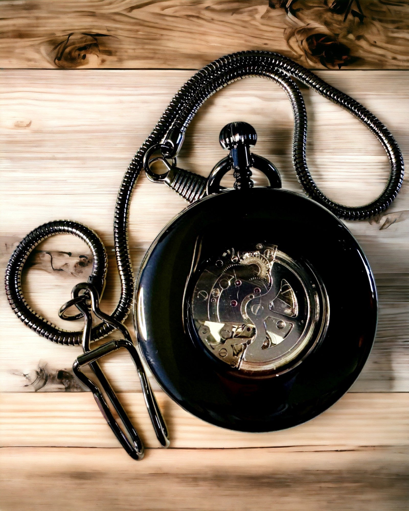 Mechanische Taschenuhr mit sichtbarem Uhrwerk – Personalisierungsoption