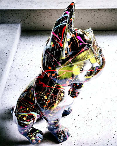 Kolorowy Psiak Artystyczny - Handbemalter Französischer Bulldogge, Personalisierung mit Gravur, ideal als Geschenk