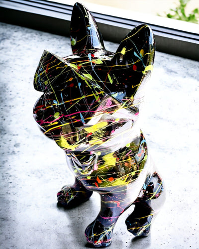 Kolorowy Psiak Artystyczny - Handbemalter Französischer Bulldogge, Personalisierung mit Gravur, ideal als Geschenk