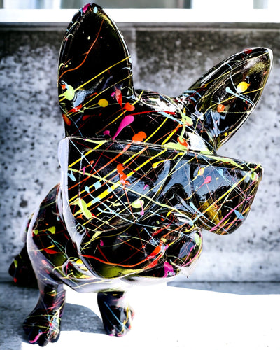 Kolorowy Psiak Artystyczny - Handbemalter Französischer Bulldogge, Personalisierung mit Gravur, ideal als Geschenk