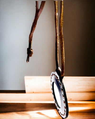 Indische Lupe Artefakt, Leder, handgefertigt - Personalisierung mit Gravur möglich