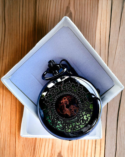 Taschenuhr "Eterna Eleganz", personalisiertes Geschenk, Gravur. Farbe Schwarz