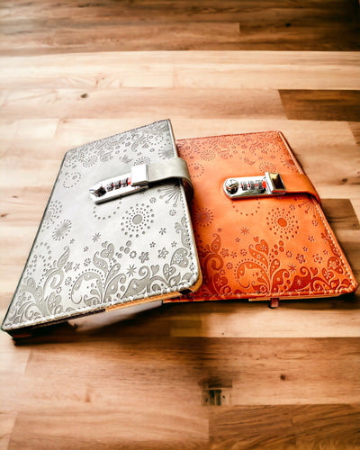Exklusives Notizbuch, PU-Leder, A5 mit Zahlenschloss - "Secret Journal", Personalisierung mit Gravur