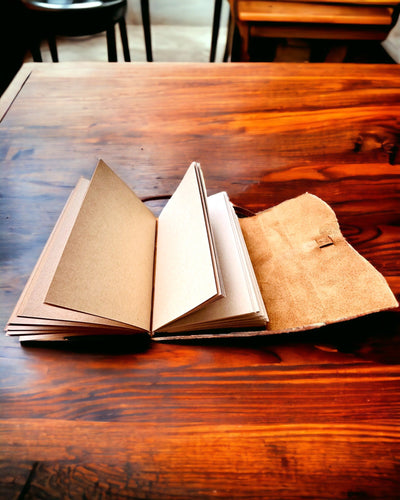 Premium-Notizbuch "RetroNotes" – Elegantes Notizbuch aus echtem Leder - 200 Seiten, 120g, Notizbuch, Skizzenbuch, Farbe Braun, Personalisierung mit Gravur