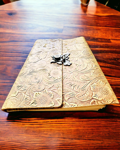 Luxuriöses Retro-Notizbuch mit Ledereinband - "Vintage Elegance", 480 Seiten, personalisierbar mit Gravur