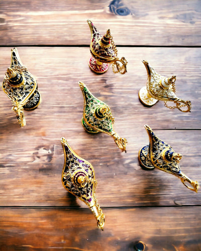 Kleine 4 cm Magische Lampe von Aladin, Schlüsselanhänger, 6 Farbvarianten - Verzauberte Erinnerungen, Personalisierung mit Gravur