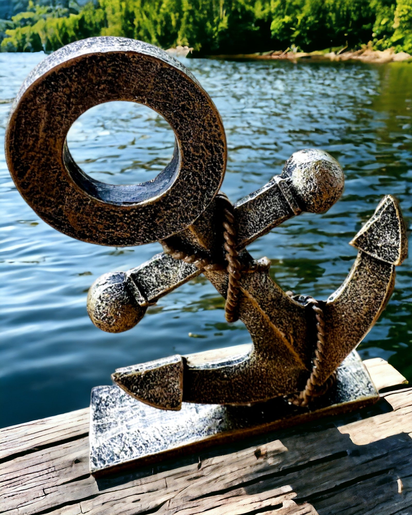 Rustikale Ankerskulptur aus Harz - "Meereslegende", Ankerpersonalisierung mit Gravur