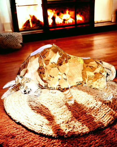 Statue "Złoty Byk" aus Harz, transparentes Design, Personalisierung möglich