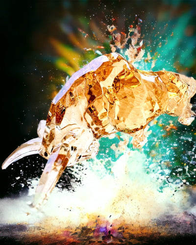 Statue "Złoty Byk" aus Harz, transparentes Design, Personalisierung möglich