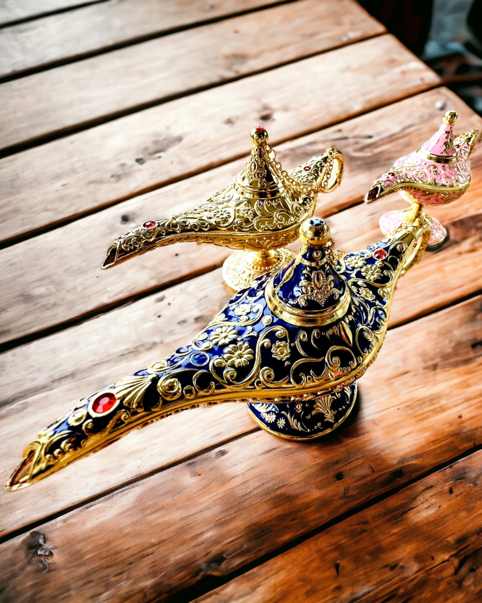 Magische Lampe von Aladin mit Gravuroption - Variante Dunkelblau, durchzogen mit Gold