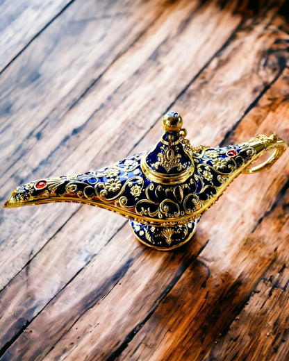 Magische Lampe von Aladin mit Gravuroption - Variante Dunkelblau, durchzogen mit Gold