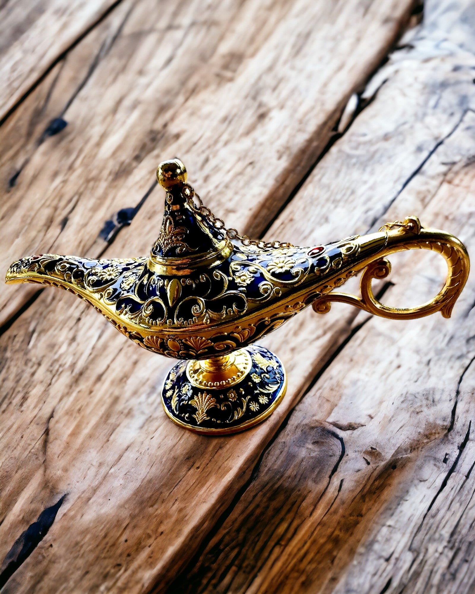 Magische Lampe von Aladin mit Gravuroption - Variante Dunkelblau, durchzogen mit Gold