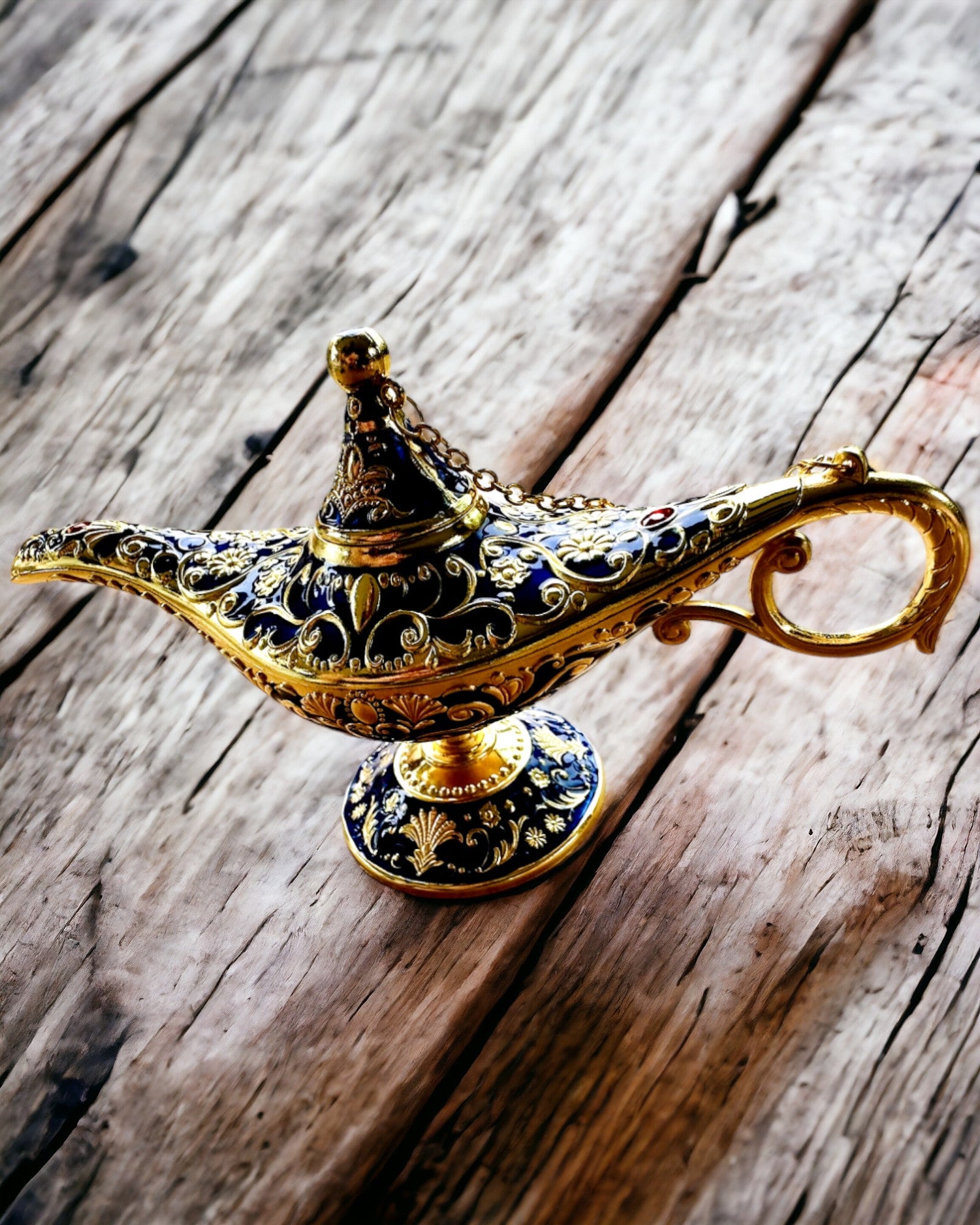 Magische Lampe von Aladin mit Gravuroption - Variante Dunkelblau, durchzogen mit Gold