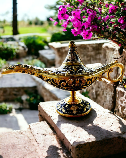 Magische Lampe von Aladin mit Gravuroption - Variante Dunkelblau, durchzogen mit Gold