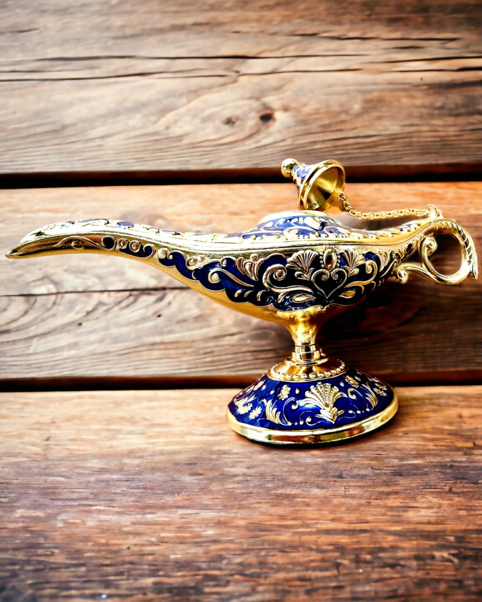 Magische Lampe von Aladin mit Gravuroption - Variante Dunkelblau, durchzogen mit Gold
