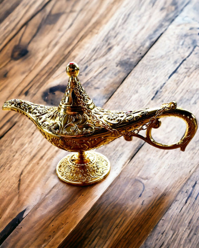 Magische Aladins Lampe mit Gravuroption - Klassische Goldene Variante, durchzogen