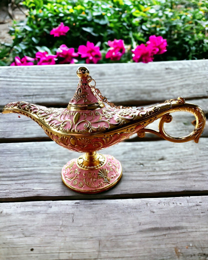 Magische Aladins Lampe mit Gravuroption - Variante Rosa, durchzogen mit Gold