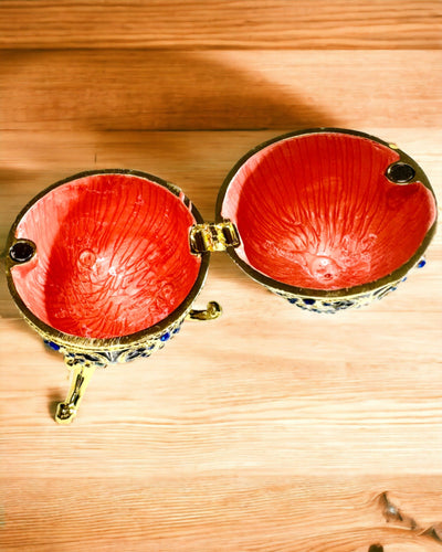 Exklusives Fabergé-Ei - dunkelblaue Farbe – Dekorative Schmuckschatulle aus Emaille