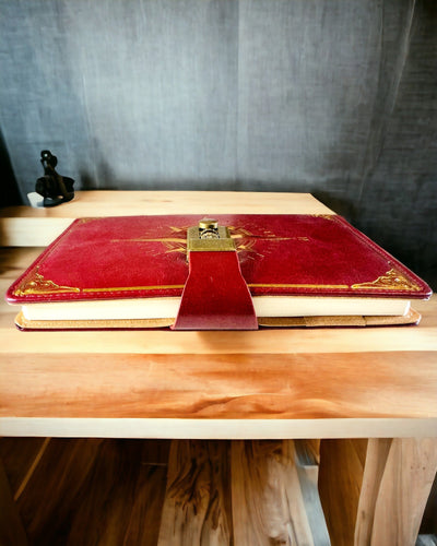 Notizbuch Premium mit Zahlenschloss A5 - Vintage-Stil mit Kompass, Japanisches Design, Schreibwaren für Studenten und Geschäft. Personalisierung mit Gravur