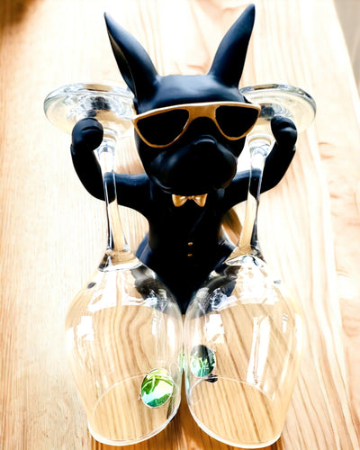 Figur Bulldog Elegance - Exklusiver Glasständer, Personalisierung mit Gravur möglich