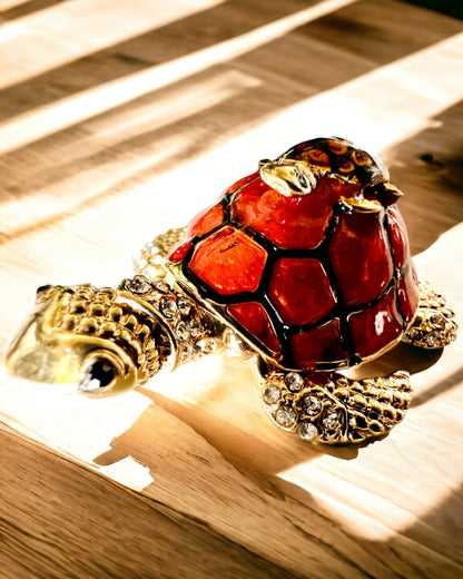Schmuckkästchen "Schildkrötenfamilie" - Farbe Orange, Personalisierung mit Gravur