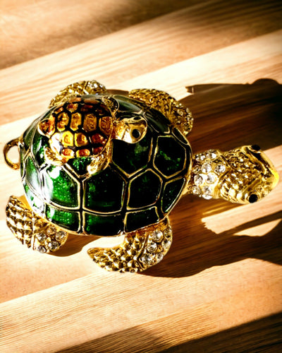 Schmuckkästchen "Schildkrötenfamilie" - Farbe Grün, Personalisierung mit Gravur
