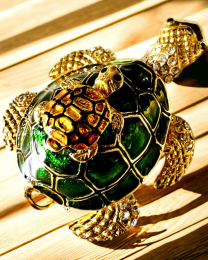 Schmuckkästchen "Schildkrötenfamilie" - Farbe Grün, Personalisierung mit Gravur