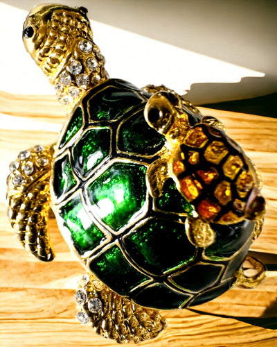 Schmuckkästchen "Schildkrötenfamilie" - Farbe Grün, Personalisierung mit Gravur